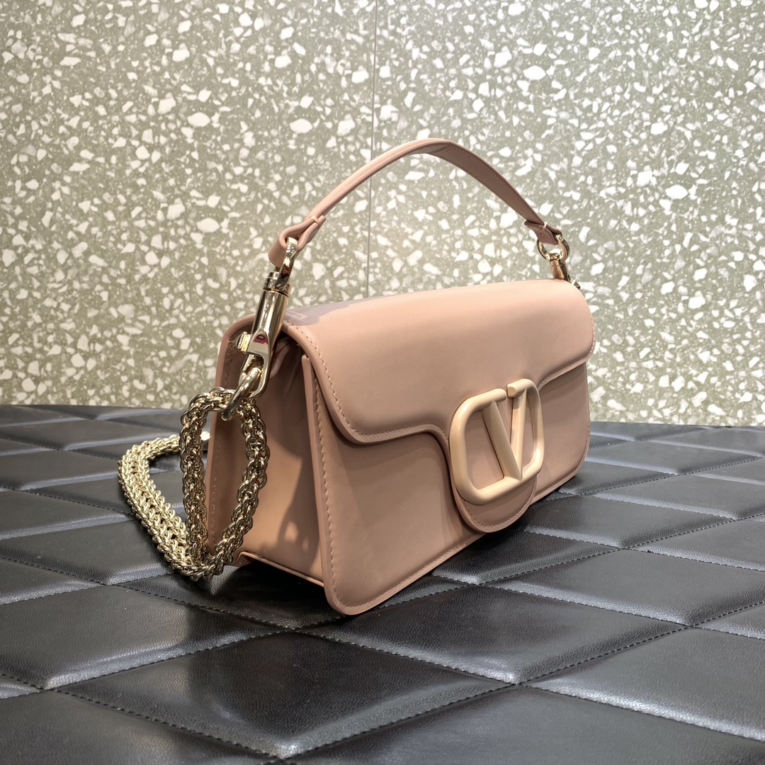 Valentino Garavani Loco Shoulder Bag in Nude Pink Calfskin Leather